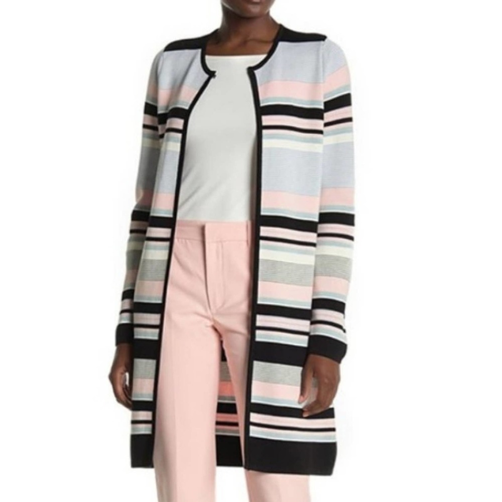 Calvin Klein Colorblock Multi Striped Pattern Cardigan Size S